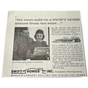 Small Vintage Print Ad Swift Homes Home Builder 1960s Office Decor